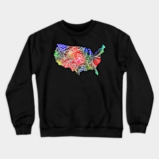 Colorful mandala art map of the United States of America Crewneck Sweatshirt